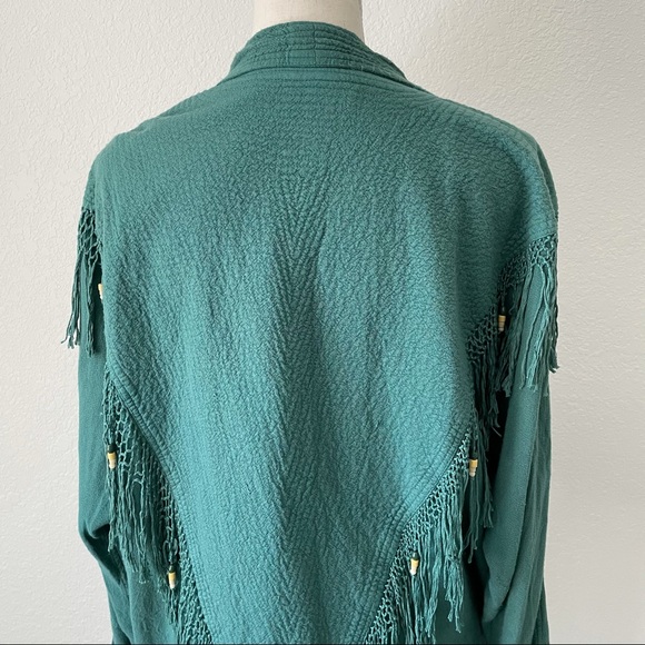 VINTAGE AMAZING BEADED FRINGE JACKET SHIRT TOP M - Picture 3 of 14